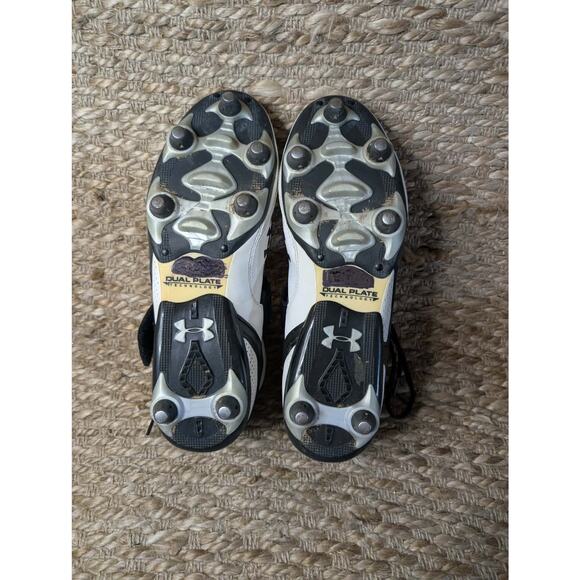 Under Armour Metal Mid Football Cleats Athletic Shoes Men's Size 11 White Black - Picture 7 of 8